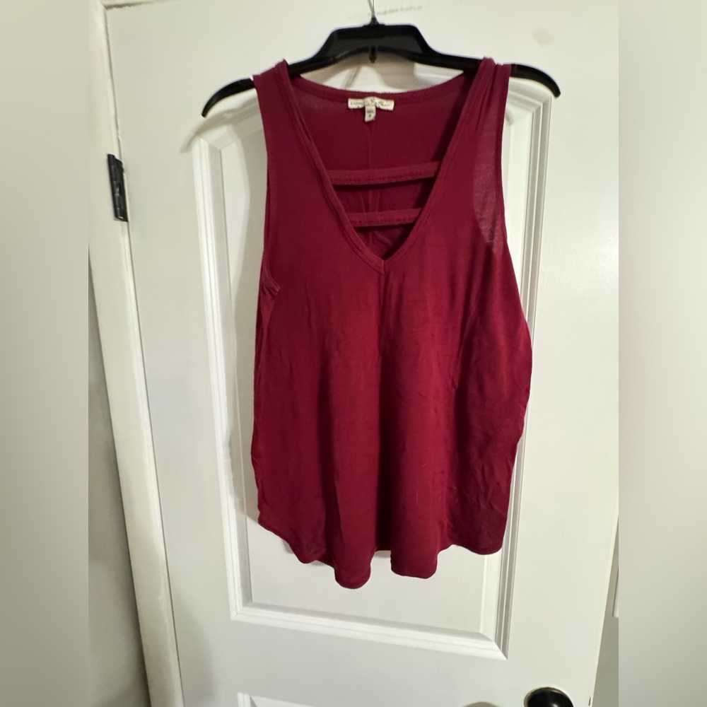 Express Deep Red V-Neck Tank Top